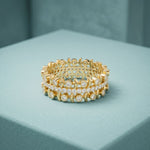 0.70CTW Round Cut Contemporary Design Lab Grown Band For Women Gold