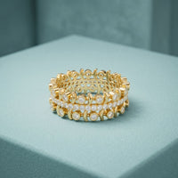 0.70CTW Round Cut Contemporary Design Lab Grown Band For Women Gold
