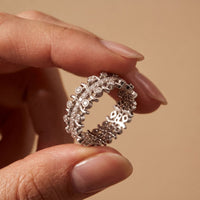 0.70CTW Round Cut Contemporary Design Lab Grown Band For Women White