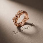 0.45CTW Round Cut Sculptural Lab Grown Band For Women Rose Gold