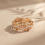0.45CTW Round Cut Sculptural Lab Grown Band For Women Rose Gold