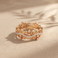 0.45CTW Round Cut Sculptural Lab Grown Band For Women Rose Gold