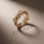 0.45CTW Round Cut Sculptural Lab Grown Band For Women Gold