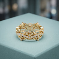 0.45CTW Round Cut Sculptural Lab Grown Band For Women Gold
