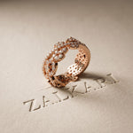 1.25CTW Round Cut Marquise Leaf Motif Lab Grown Band For Women Rose Gold