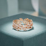 1.25CTW Round Cut Marquise Leaf Motif Lab Grown Band For Women Rose Gold