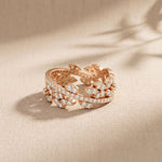 1.25CTW Round Cut Marquise Leaf Motif Lab Grown Band For Women Rose Gold
