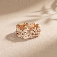 1.25CTW Round Cut Marquise Leaf Motif Lab Grown Band For Women Rose Gold
