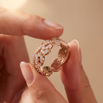 1.25CTW Round Cut Marquise Leaf Motif Lab Grown Band For Women Rose Gold