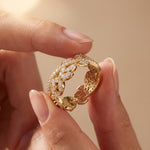 1.25CTW Round Cut Marquise Leaf Motif Lab Grown Band For Women Gold