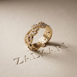 1.25CTW Round Cut Marquise Leaf Motif Lab Grown Band For Women Gold