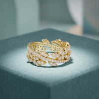 1.25CTW Round Cut Marquise Leaf Motif Lab Grown Band For Women Gold