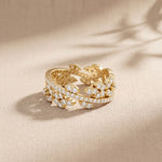1.25CTW Round Cut Marquise Leaf Motif Lab Grown Band For Women Gold