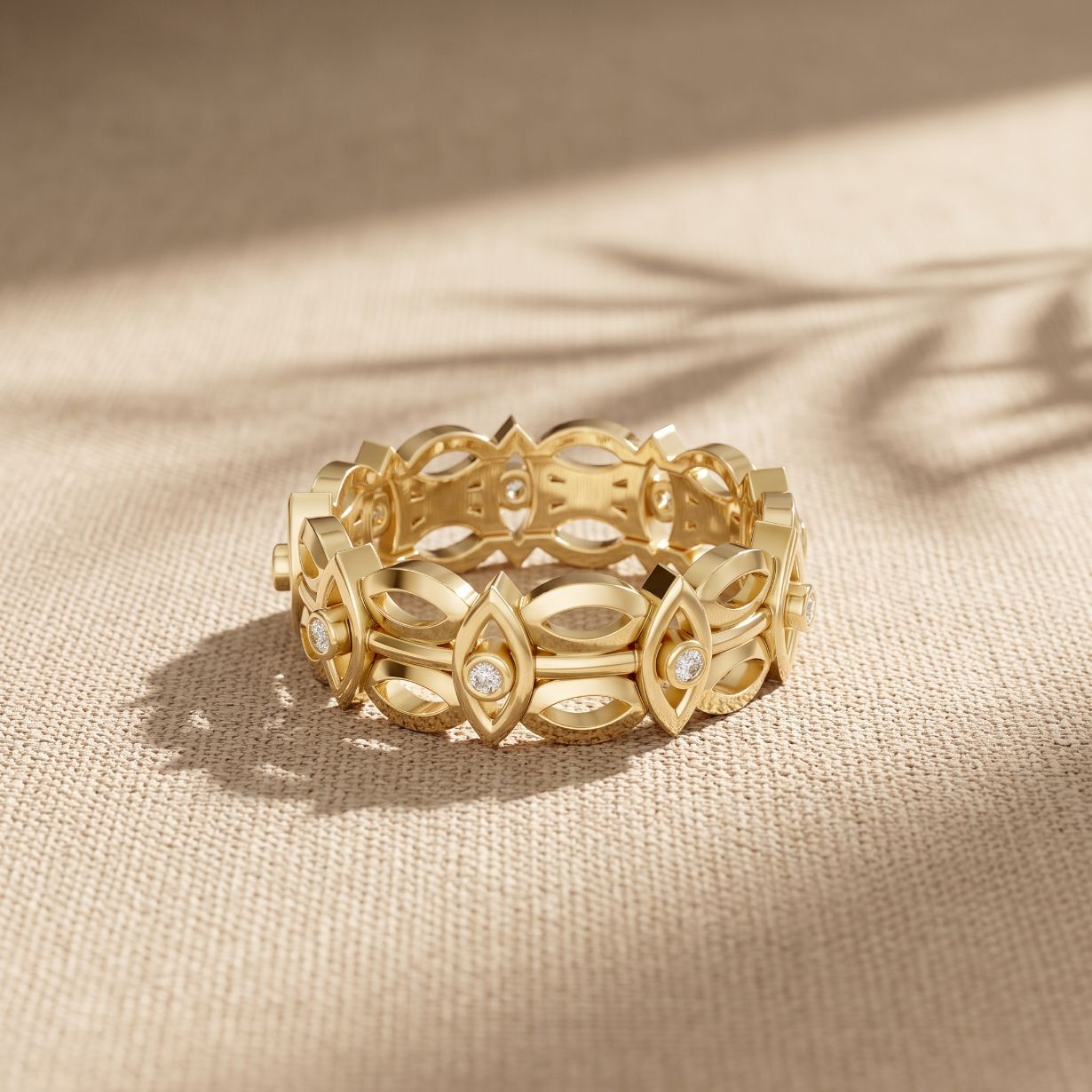 0.10CTW Round Cut Designer-Inspired Lab Grown Band For Women Gold
