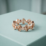 0.30CTW Round Cut Architectural Geometric Lab Grown Band For Women Rose Gold