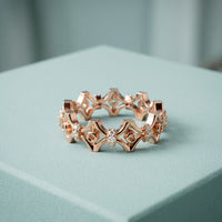 0.30CTW Round Cut Architectural Geometric Lab Grown Band For Women Rose Gold
