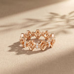0.30CTW Round Cut Architectural Geometric Lab Grown Band For Women Rose Gold
