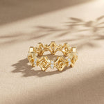 0.30CTW Round Cut Architectural Geometric Lab Grown Band For Women Gold