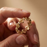 0.30CTW Round Cut Architectural Geometric Lab Grown Band For Women Gold