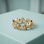 0.30CTW Round Cut Architectural Geometric Lab Grown Band For Women Gold