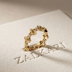 0.30CTW Round Cut Architectural Geometric Lab Grown Band For Women Gold