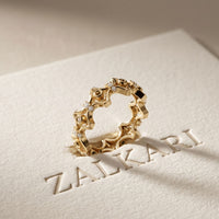 0.30CTW Round Cut Architectural Geometric Lab Grown Band For Women Gold