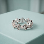0.30CTW Round Cut Architectural Geometric Lab Grown Band For Women White