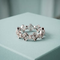 0.30CTW Round Cut Architectural Geometric Lab Grown Band For Women White