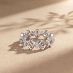 0.30CTW Round Cut Architectural Geometric Lab Grown Band For Women White