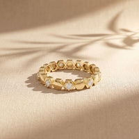 0.30CTW Round Cut Hexagonal Geometric Lab Grown Band For Women Gold