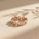 0.35CTW Round Cut Hexagon Link Lab Grown Band For Women Rose Gold
