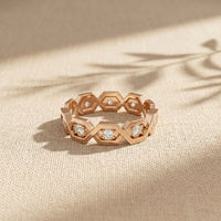 0.35CTW Round Cut Hexagon Link Lab Grown Band For Women Rose Gold