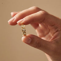 0.35CTW Round Cut Hexagon Link Lab Grown Band For Women Gold