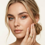 0.35CTW Round Cut Hexagon Link Lab Grown Band For Women Gold