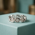 0.35CTW Round Cut Hexagon Link Lab Grown Band For Women White