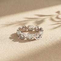 0.35CTW Round Cut Hexagon Link Lab Grown Band For Women White