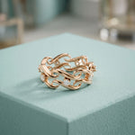 0.25CTW Round Cut Flowing Wave Lab Grown Diamond Band For Women Rose Gold
