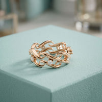 0.25CTW Round Cut Flowing Wave Lab Grown Diamond Band For Women Rose Gold
