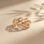 0.25CTW Round Cut Flowing Wave Lab Grown Diamond Band For Women Rose Gold