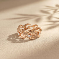 0.25CTW Round Cut Flowing Wave Lab Grown Diamond Band For Women Rose Gold