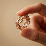 0.25CTW Round Cut Flowing Wave Lab Grown Diamond Band For Women Rose Gold