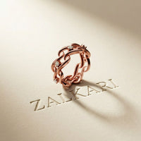 0.25CTW Round Cut Flowing Wave Lab Grown Diamond Band For Women Rose Gold
