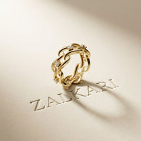 0.25CTW Round Cut Flowing Wave Lab Grown Diamond Band For Women Gold
