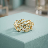 0.25CTW Round Cut Flowing Wave Lab Grown Diamond Band For Women Gold