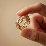 0.25CTW Round Cut Flowing Wave Lab Grown Diamond Band For Women Gold