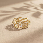 0.25CTW Round Cut Flowing Wave Lab Grown Diamond Band For Women Gold