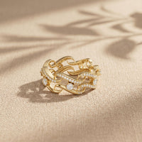 0.25CTW Round Cut Flowing Wave Lab Grown Diamond Band For Women Gold