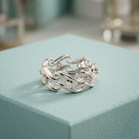 0.25CTW Round Cut Flowing Wave Lab Grown Diamond Band For Women White