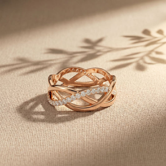 0.40CTW Round Cut Infinity Twist Lab Grown Diamond Band For Women Rose Gold