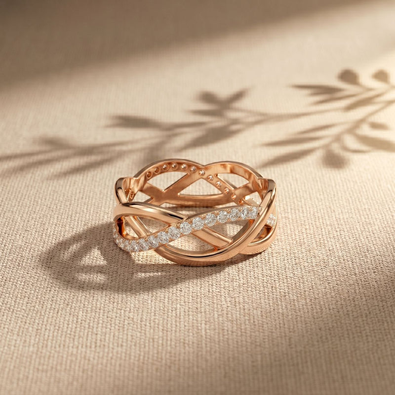 0.40CTW Round Cut Infinity Twist Lab Grown Diamond Band For Women Rose Gold